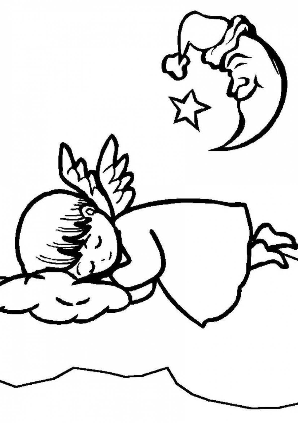 Photo Coloring page nice children are sleeping