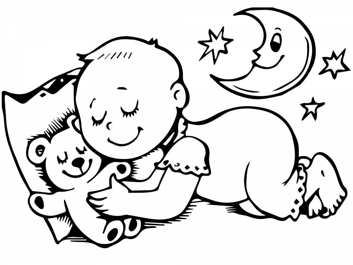 Silent children sleep coloring page