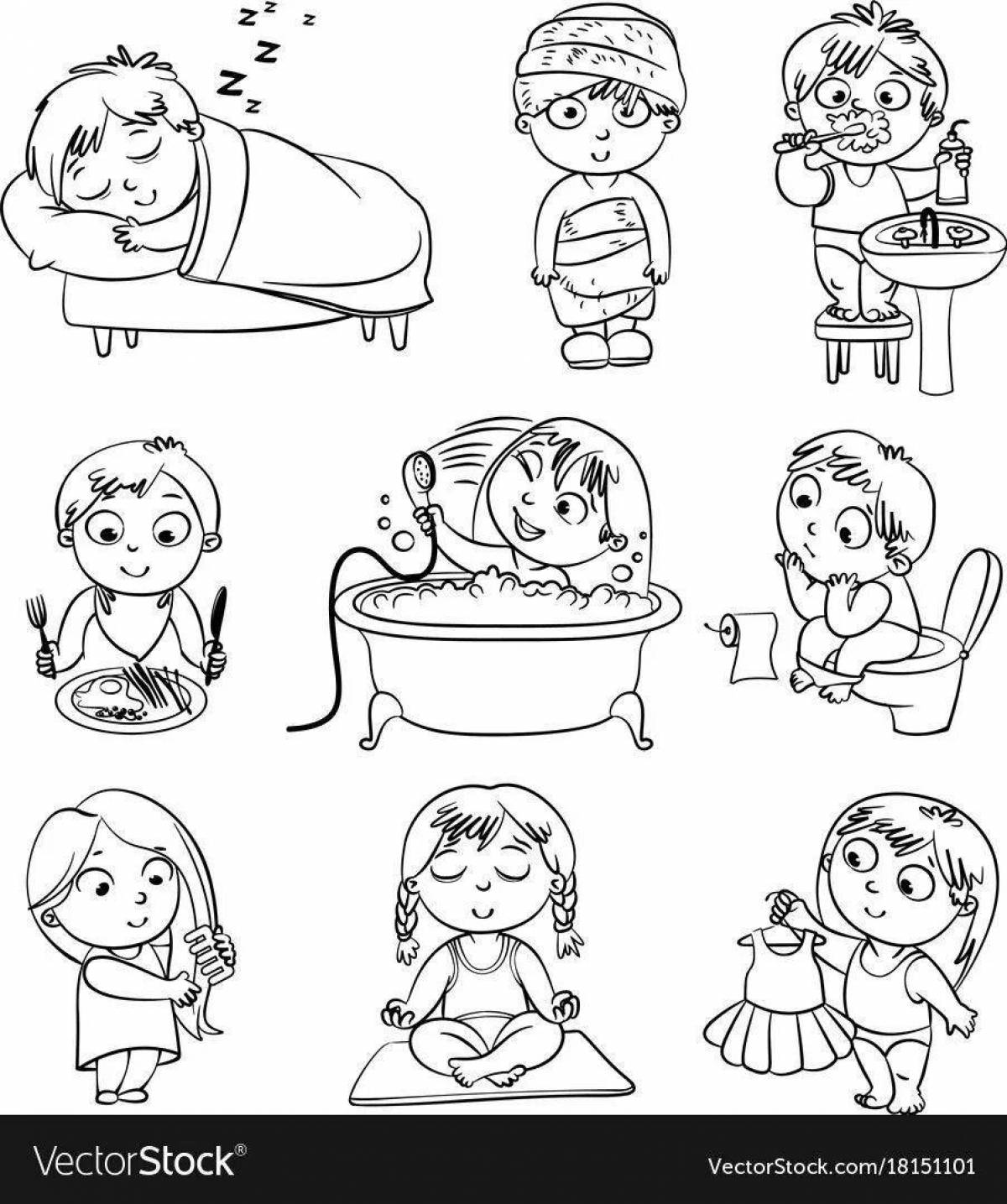 Fun personal hygiene coloring page