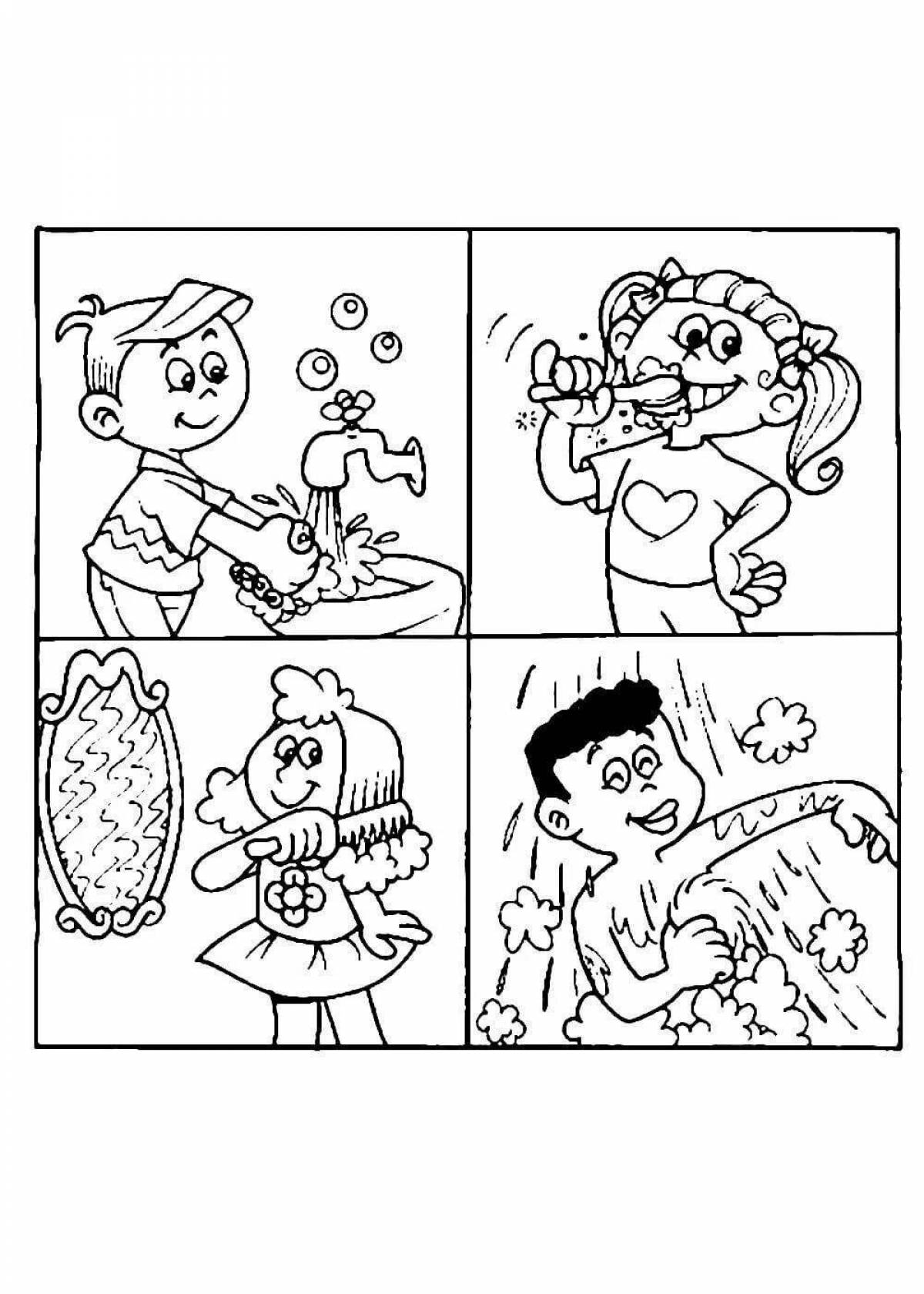 Playful personal care coloring page