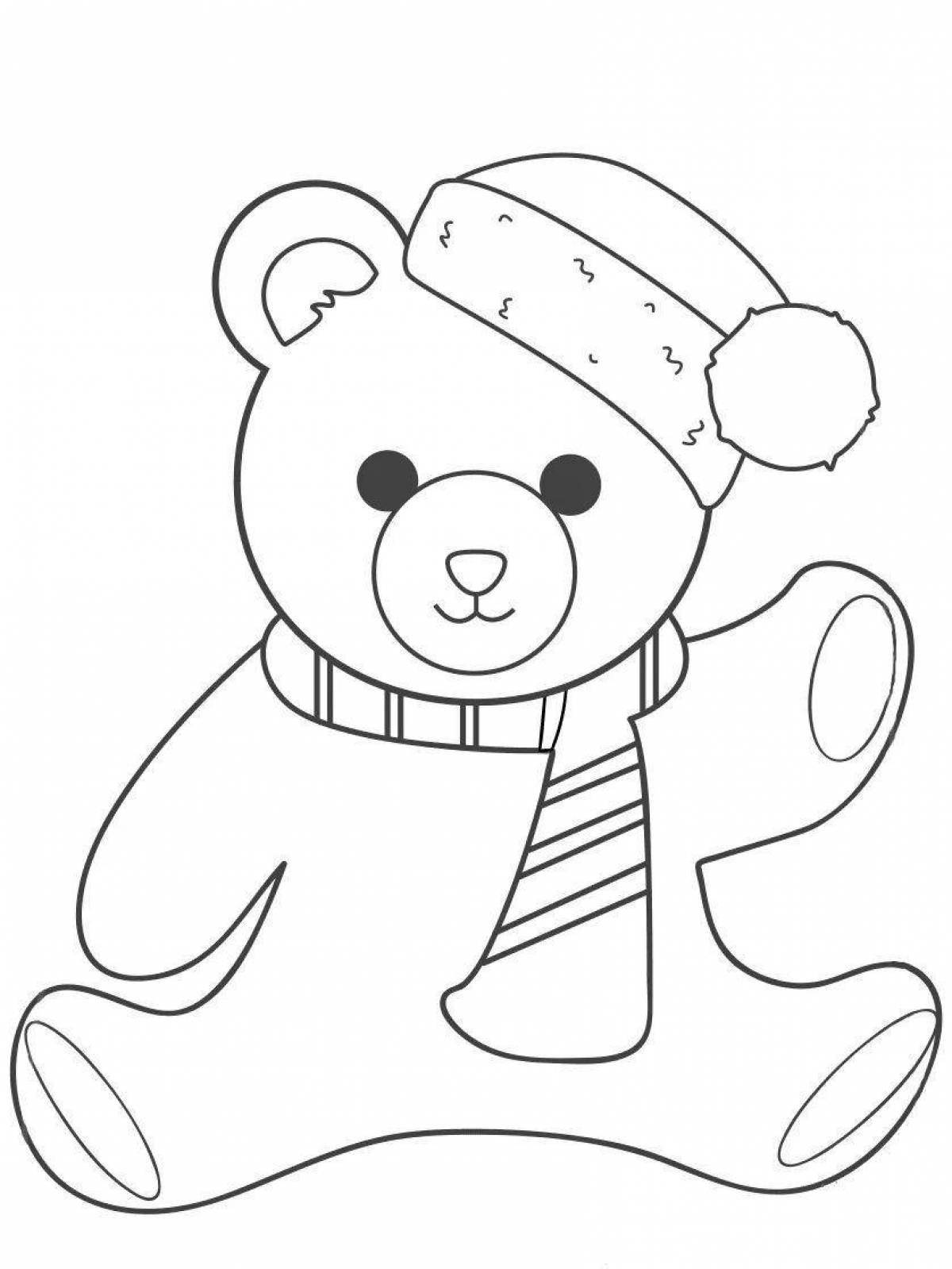 Раскраска веселый рождественский медведь