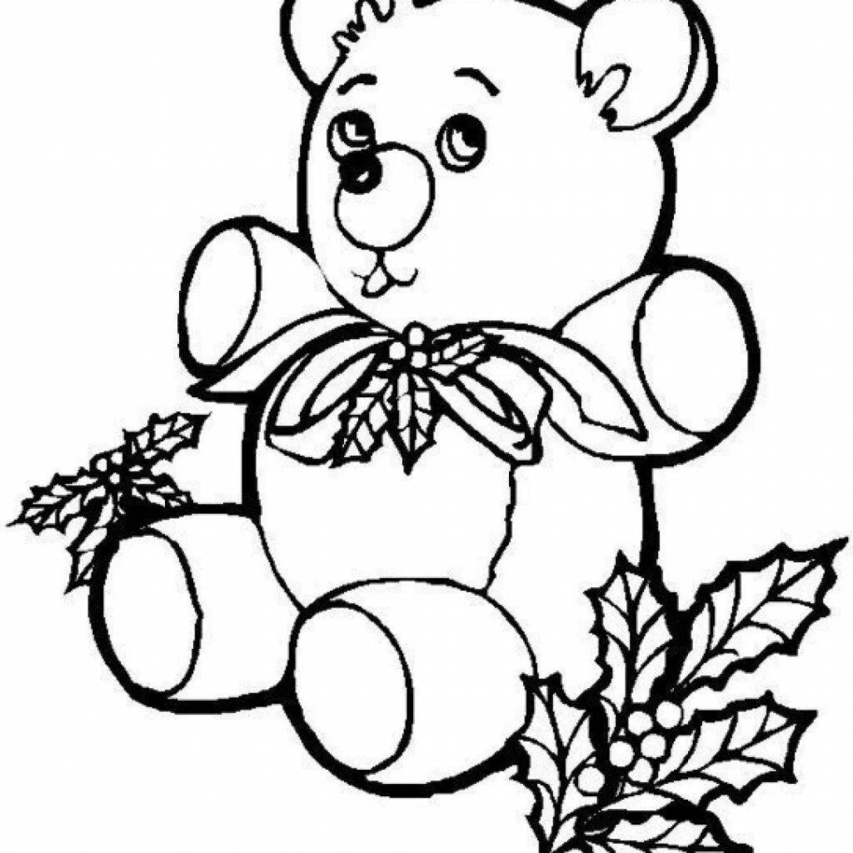Adorable Christmas bear coloring page