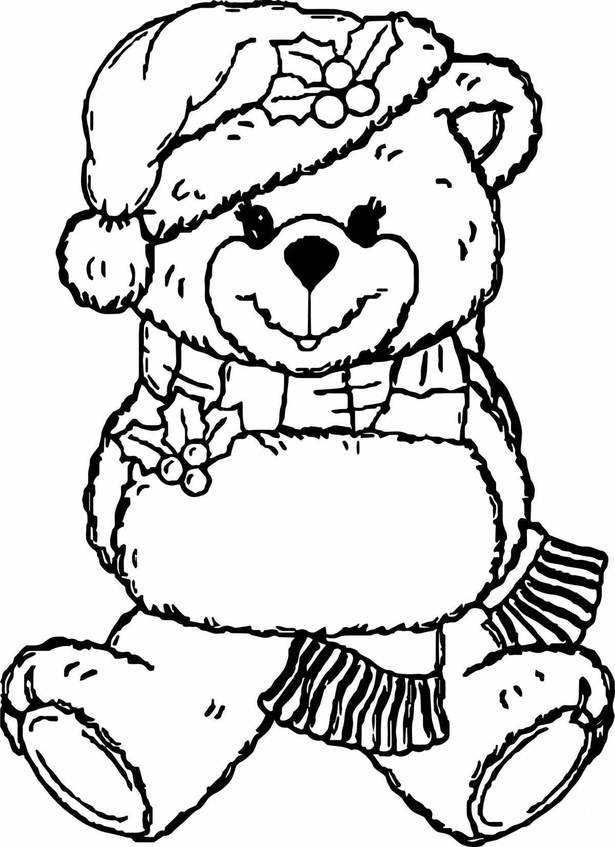 Coloring book playful christmas bear