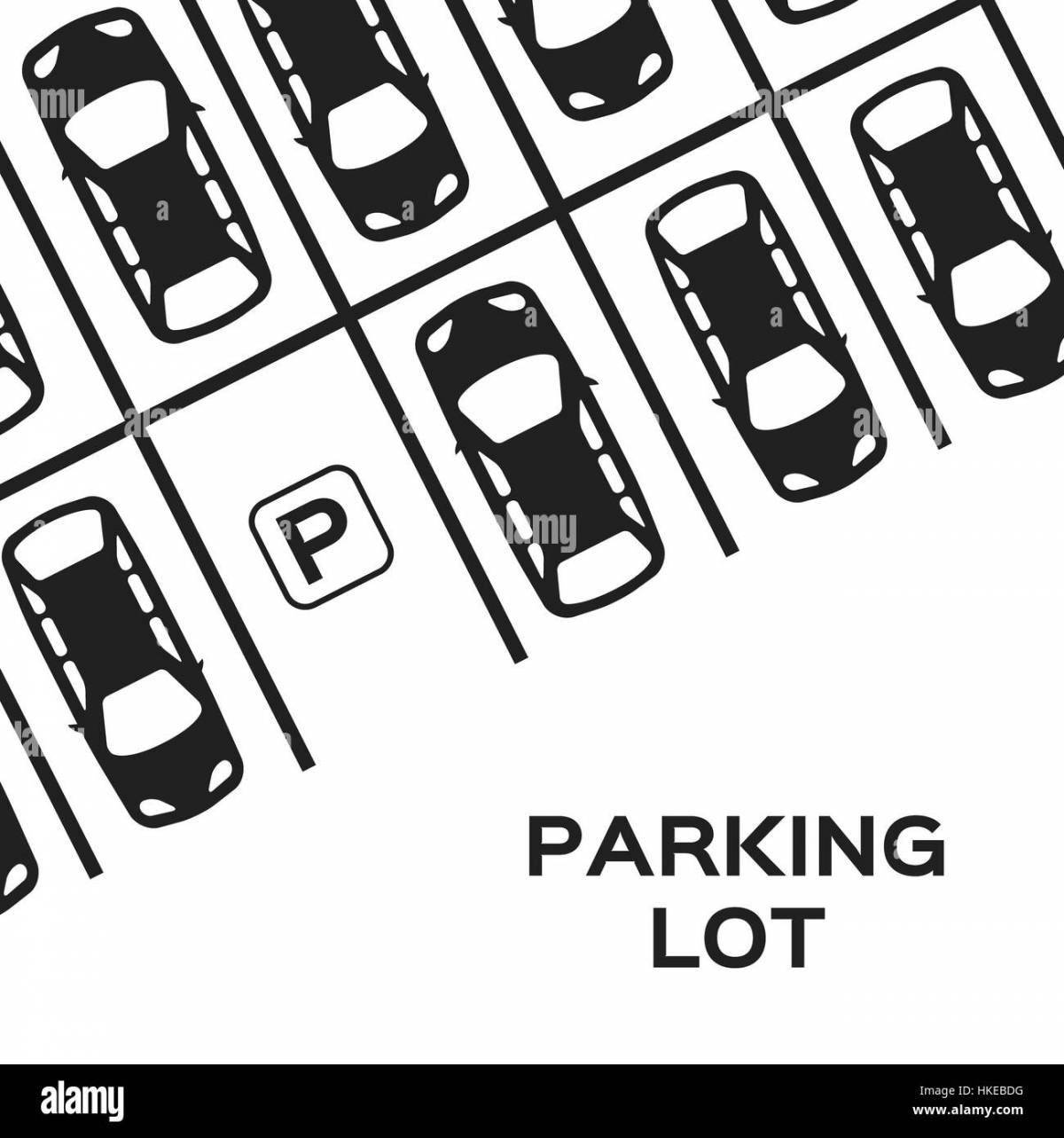 Exciting parking lot coloring page