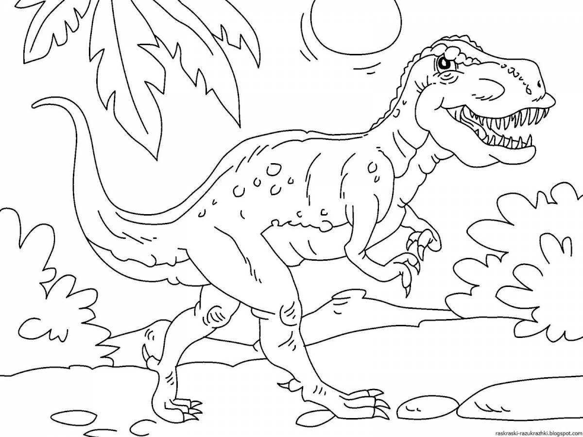 Веселая раскраска с изображением динозавра