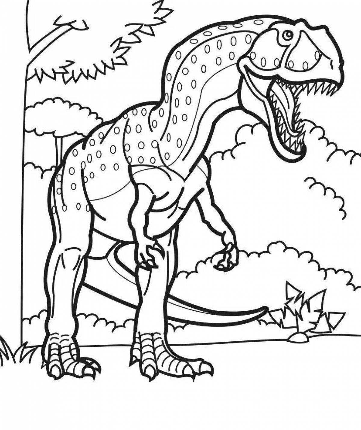 Сказочная страница раскраски с принтом динозавра