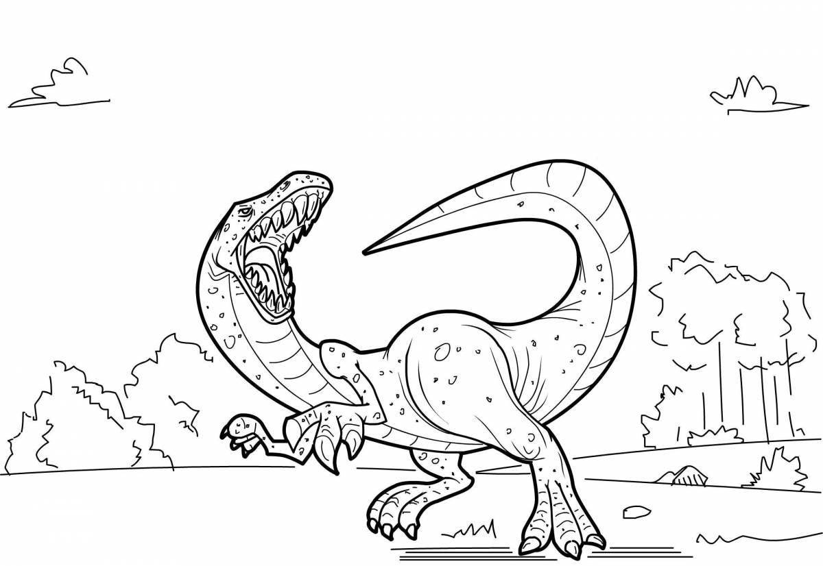 Забавная раскраска с изображением динозавра