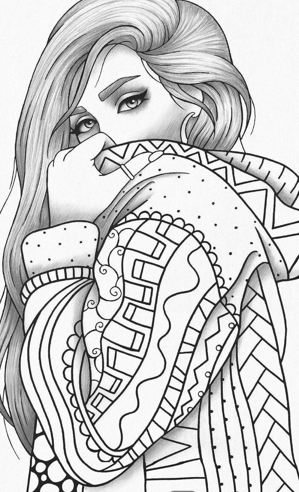Energetic coloring pages for girls