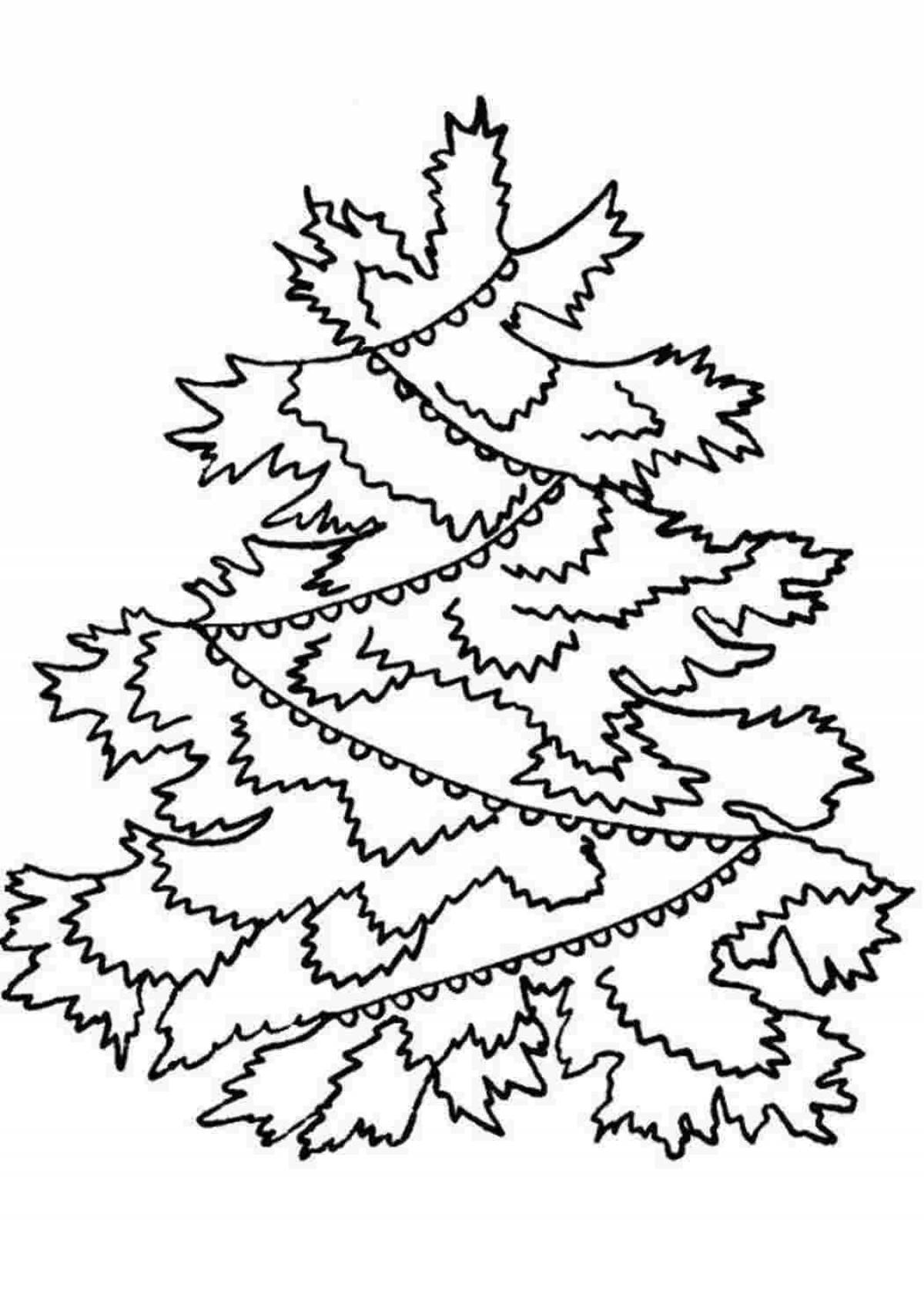 Adorable coloring Christmas tree in winter