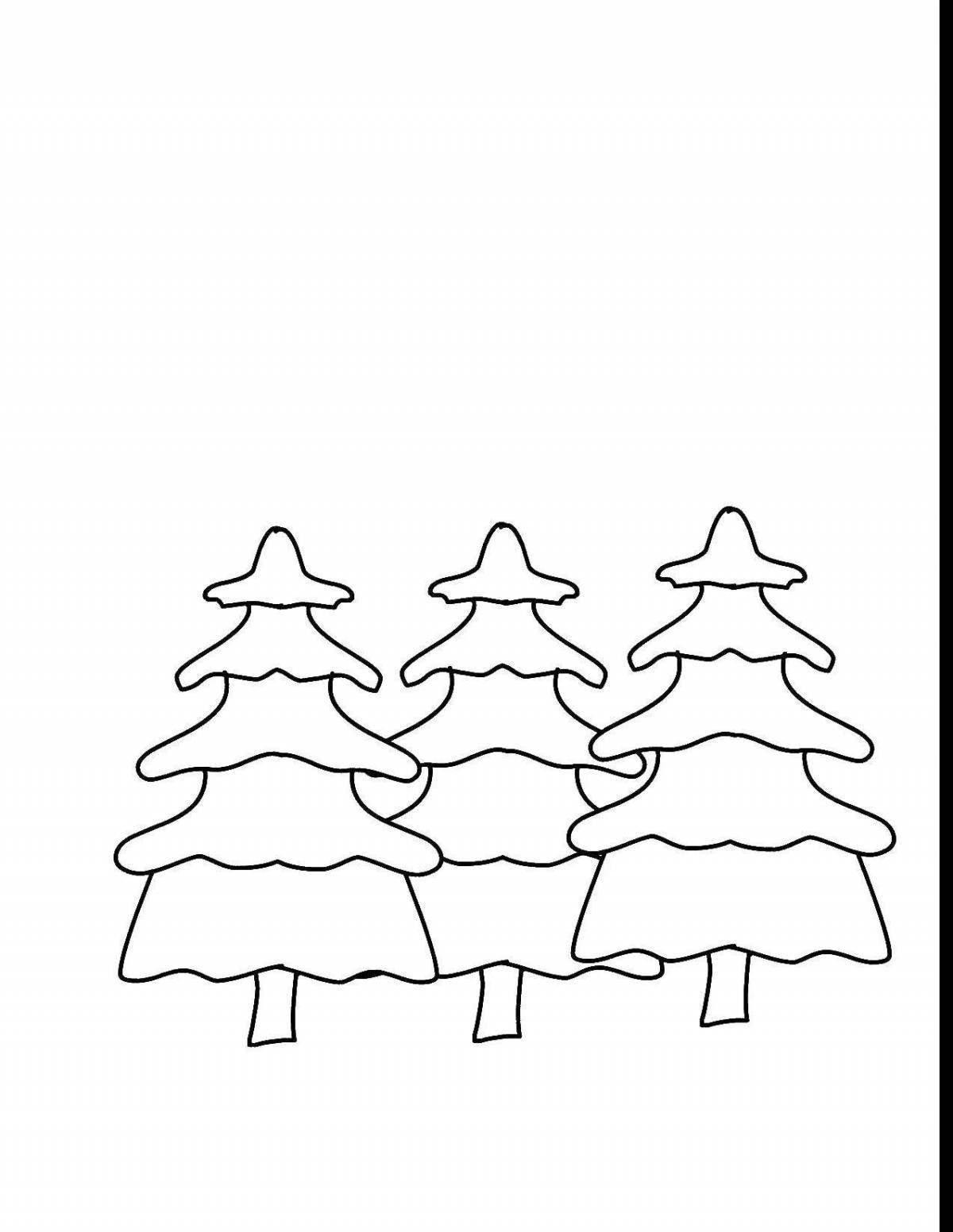 Gorgeous Christmas tree coloring book in winter