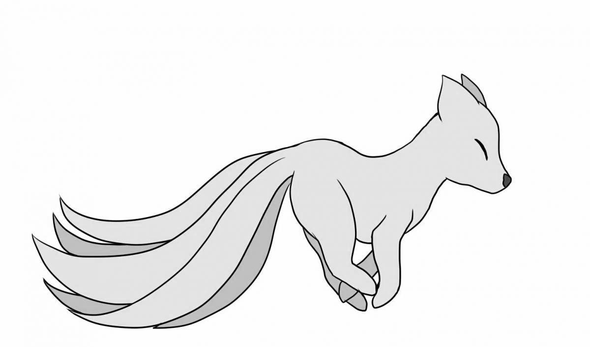 Coloring page graceful fox tail