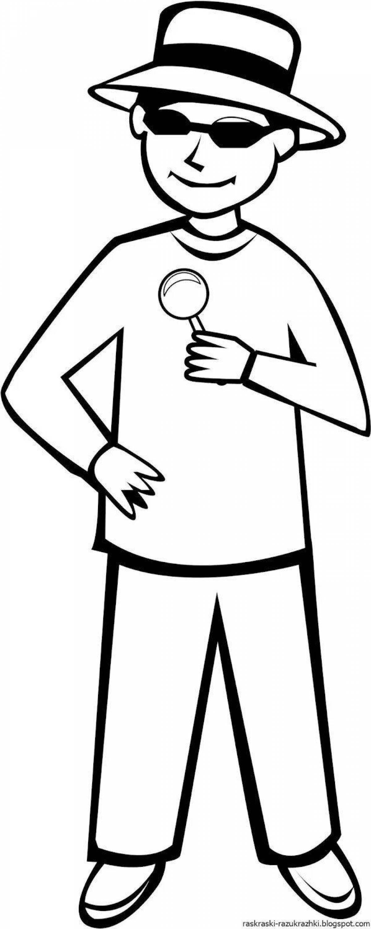 Playful human figure coloring page