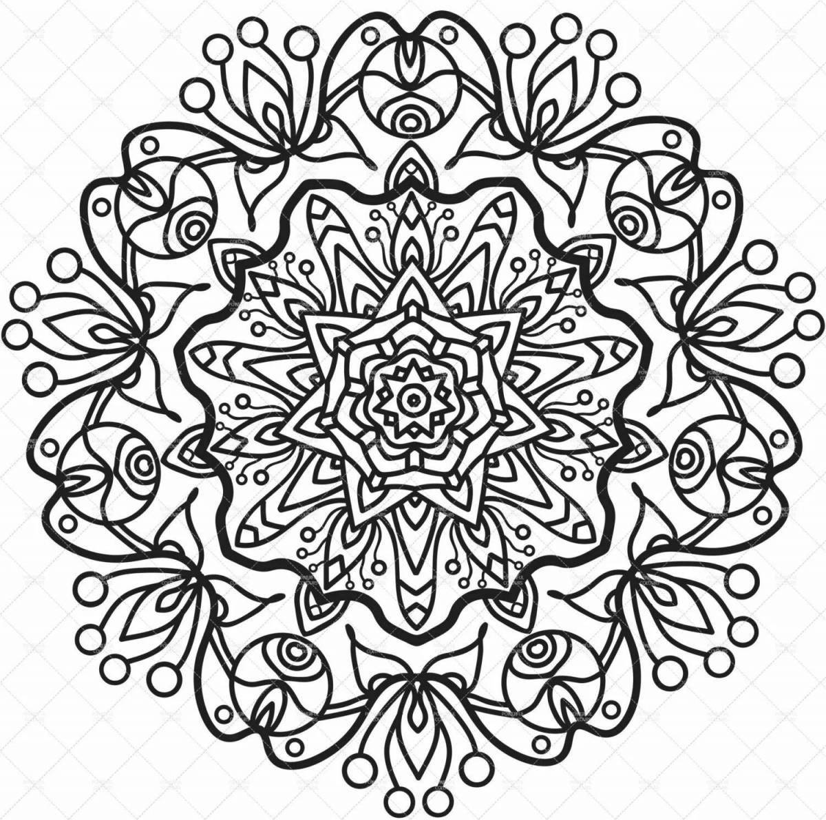 Majestic happiness mandala coloring page