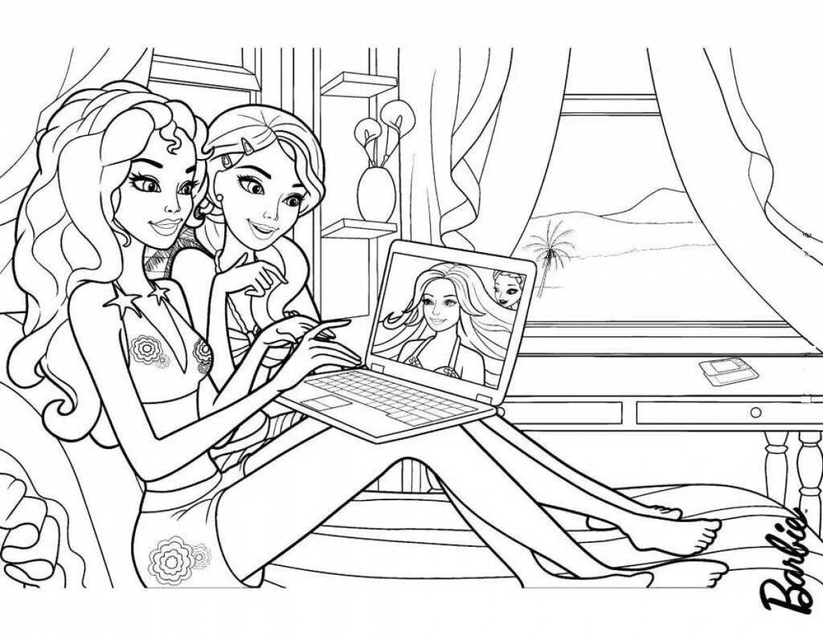 Sparkling barbie big coloring book