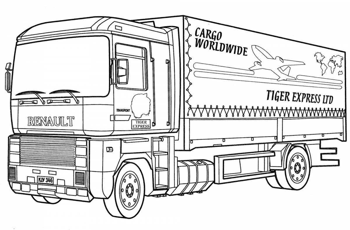 Игривая страница раскраски грузового транспорта
