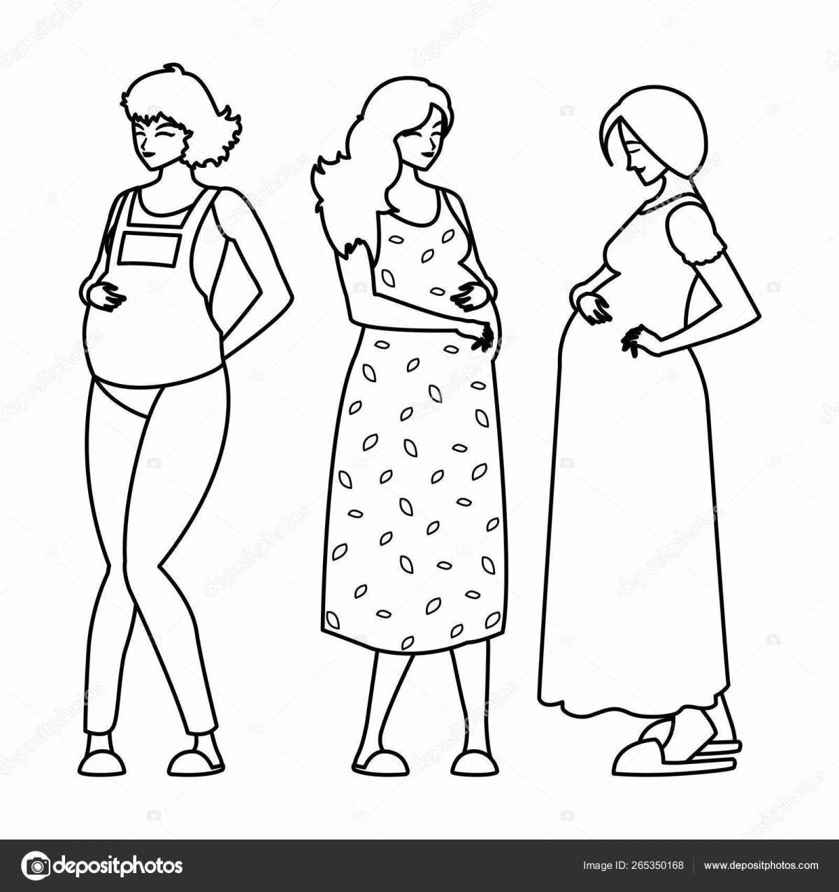 Colorful pregnant doll coloring page