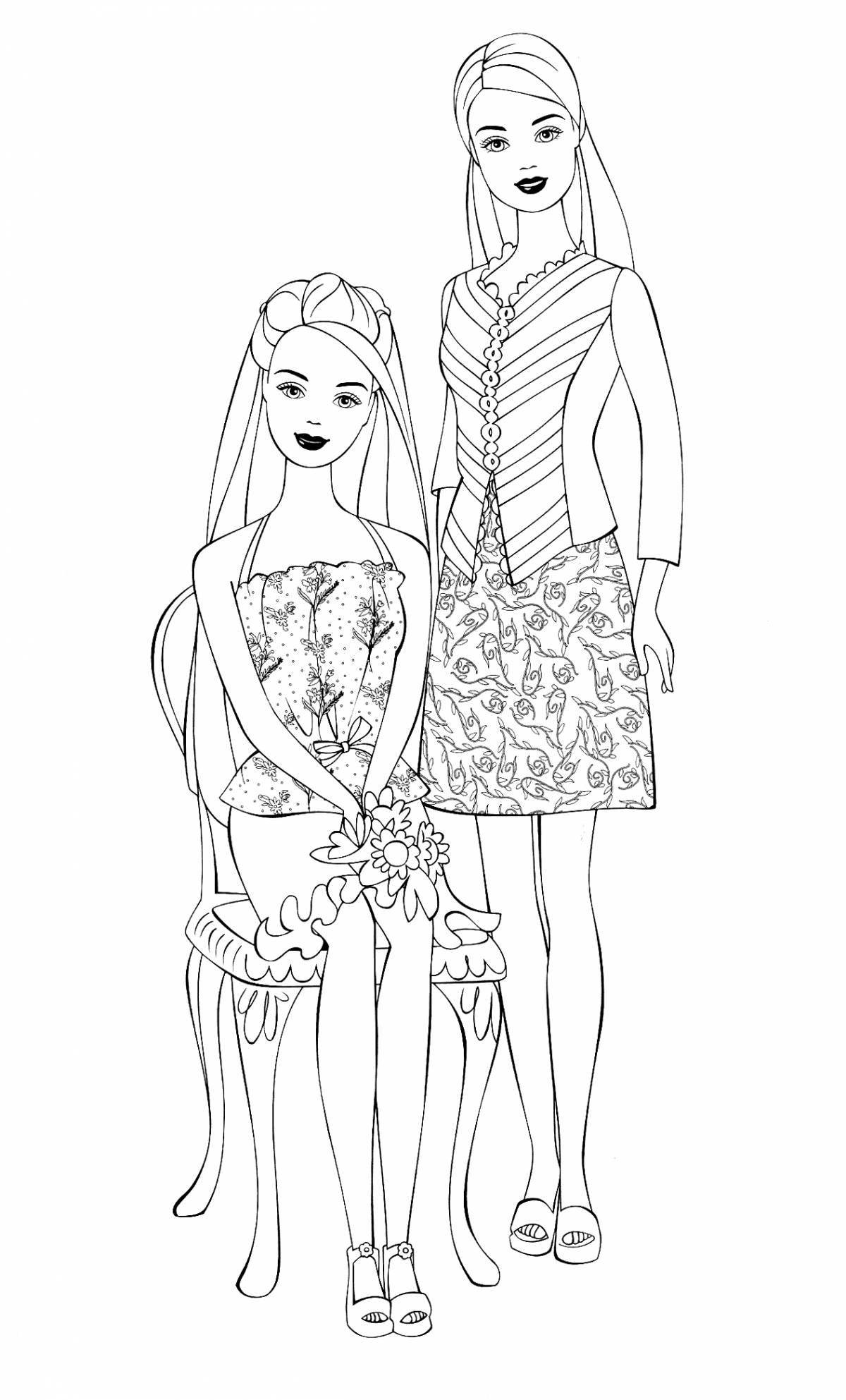 Adorable pregnant doll coloring page