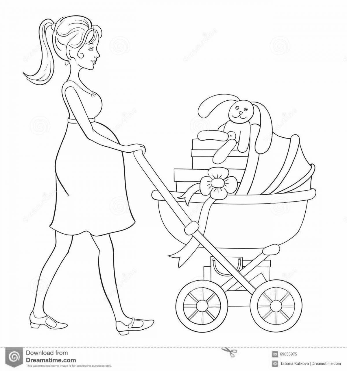 Great pregnant doll coloring page