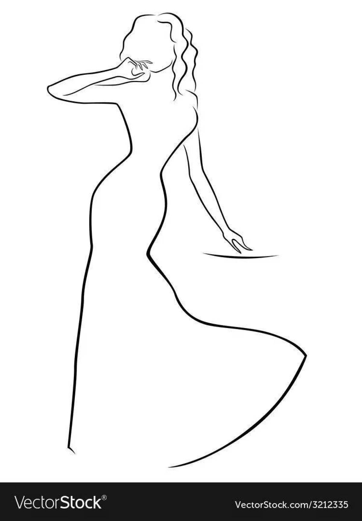 Radiant coloring page girl silhouette
