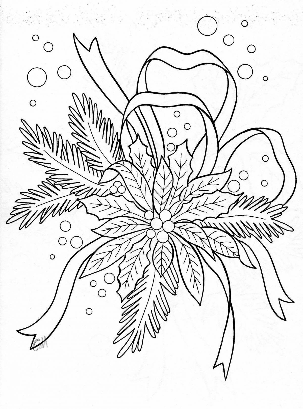 Christmas flower coloring book