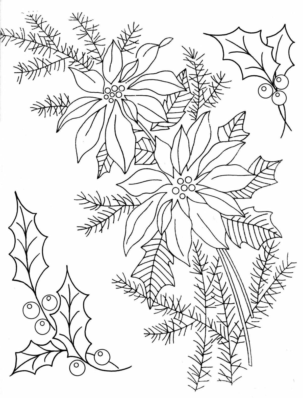 Sparkling Christmas flowers coloring book