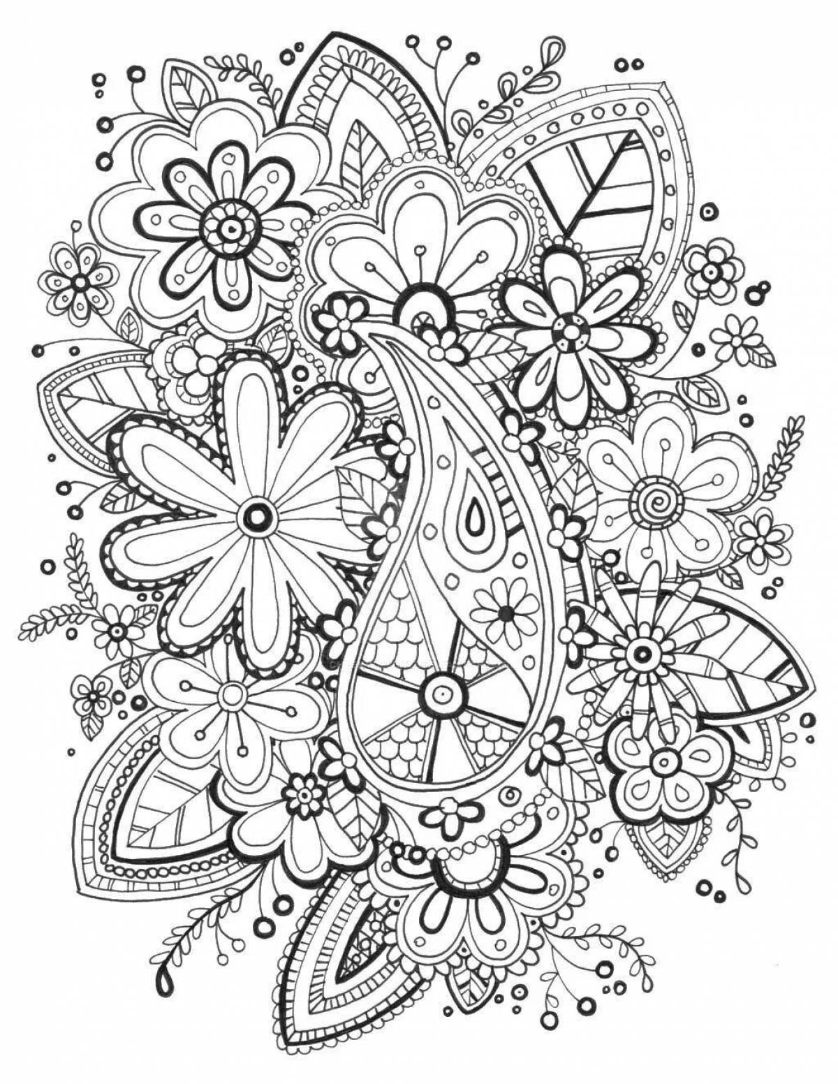 Delicate coloring pages with small patterns