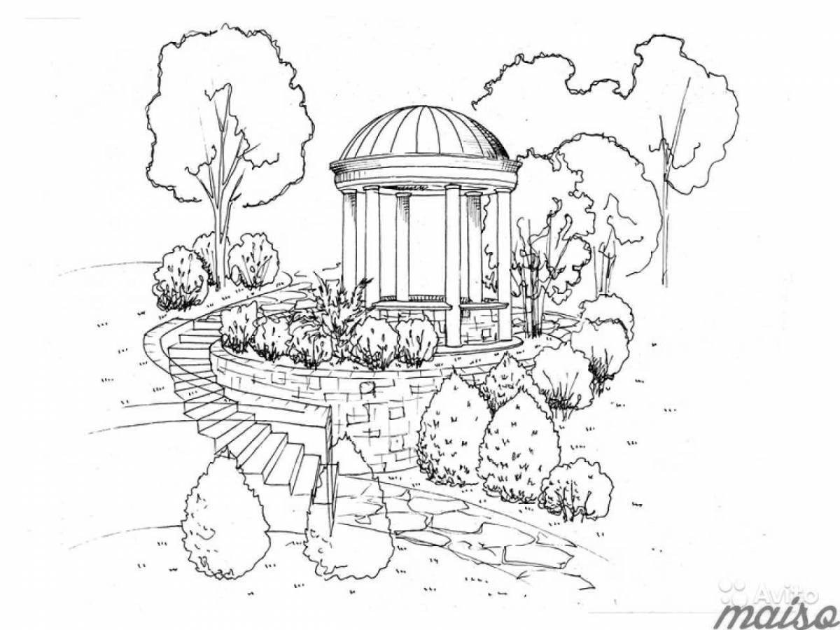 Grand landscaping coloring book