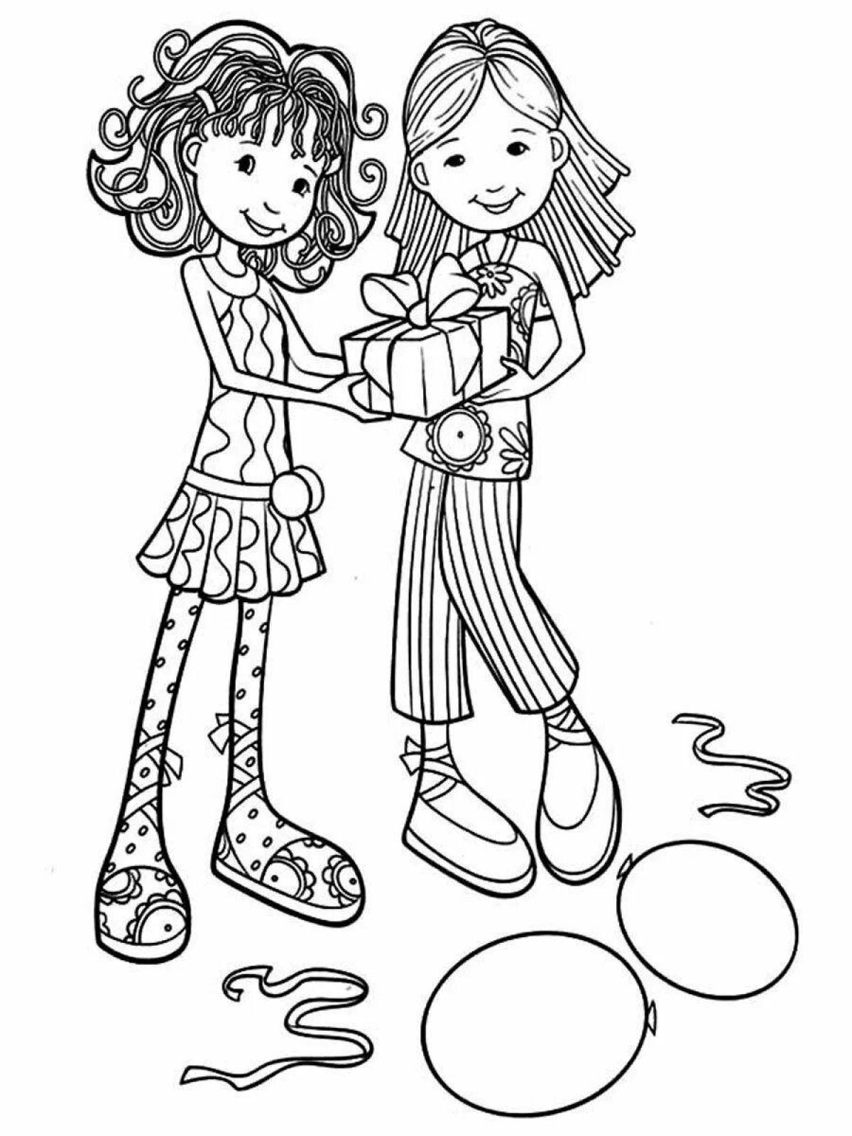 Coloring pages of two friends