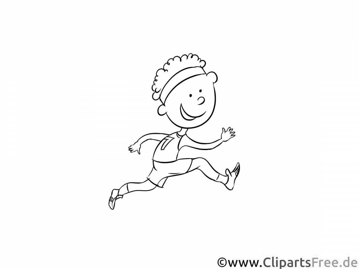 Coloring page blissful running boy