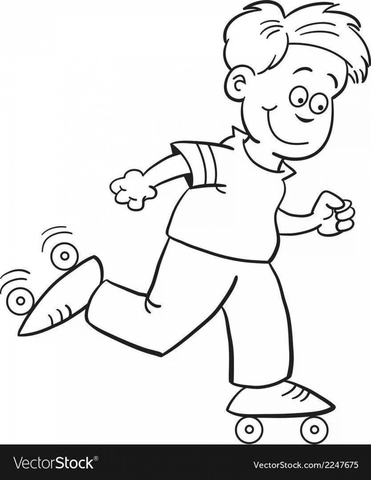 Photo Fast running boy coloring page