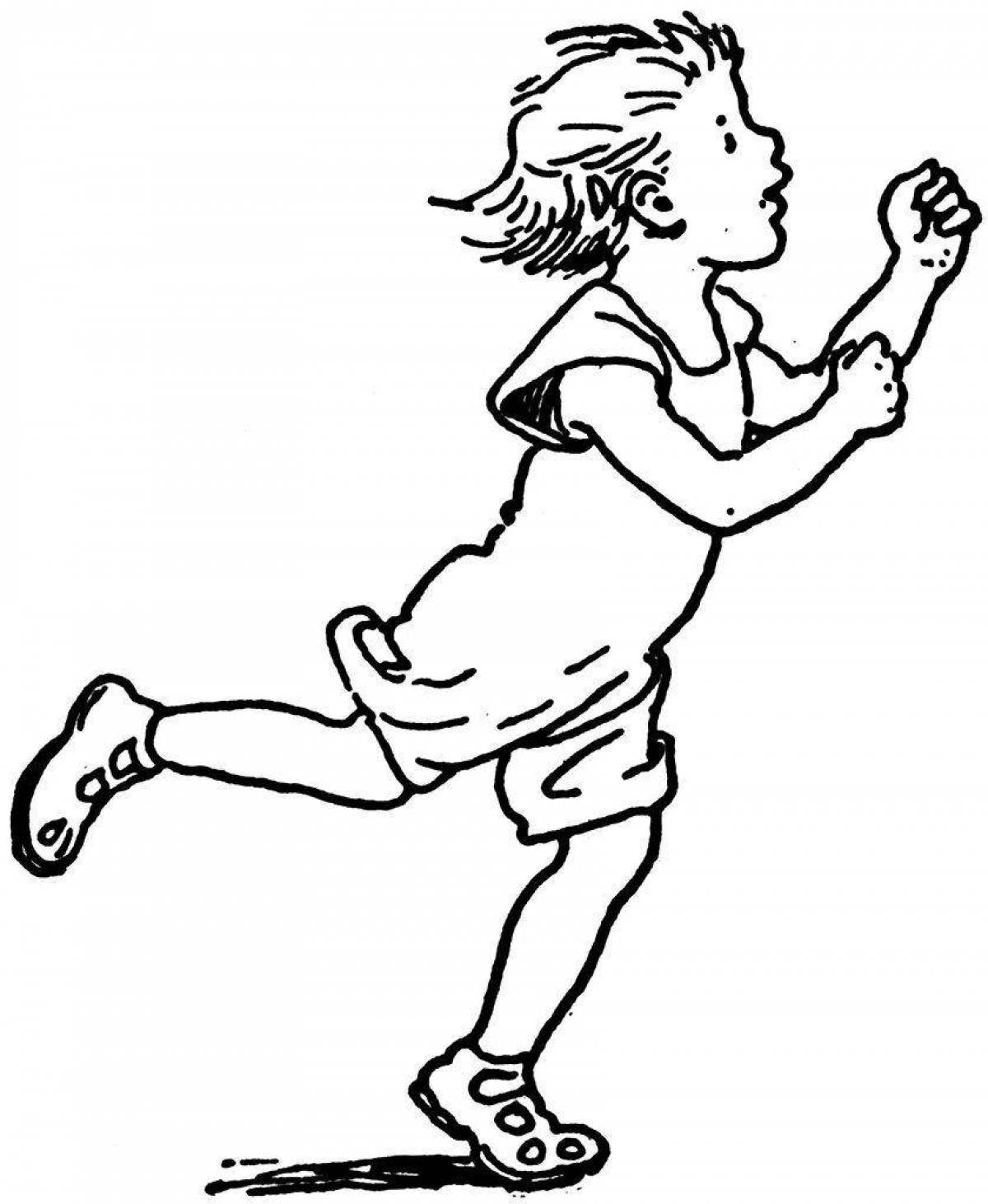 Coloring page living running boy