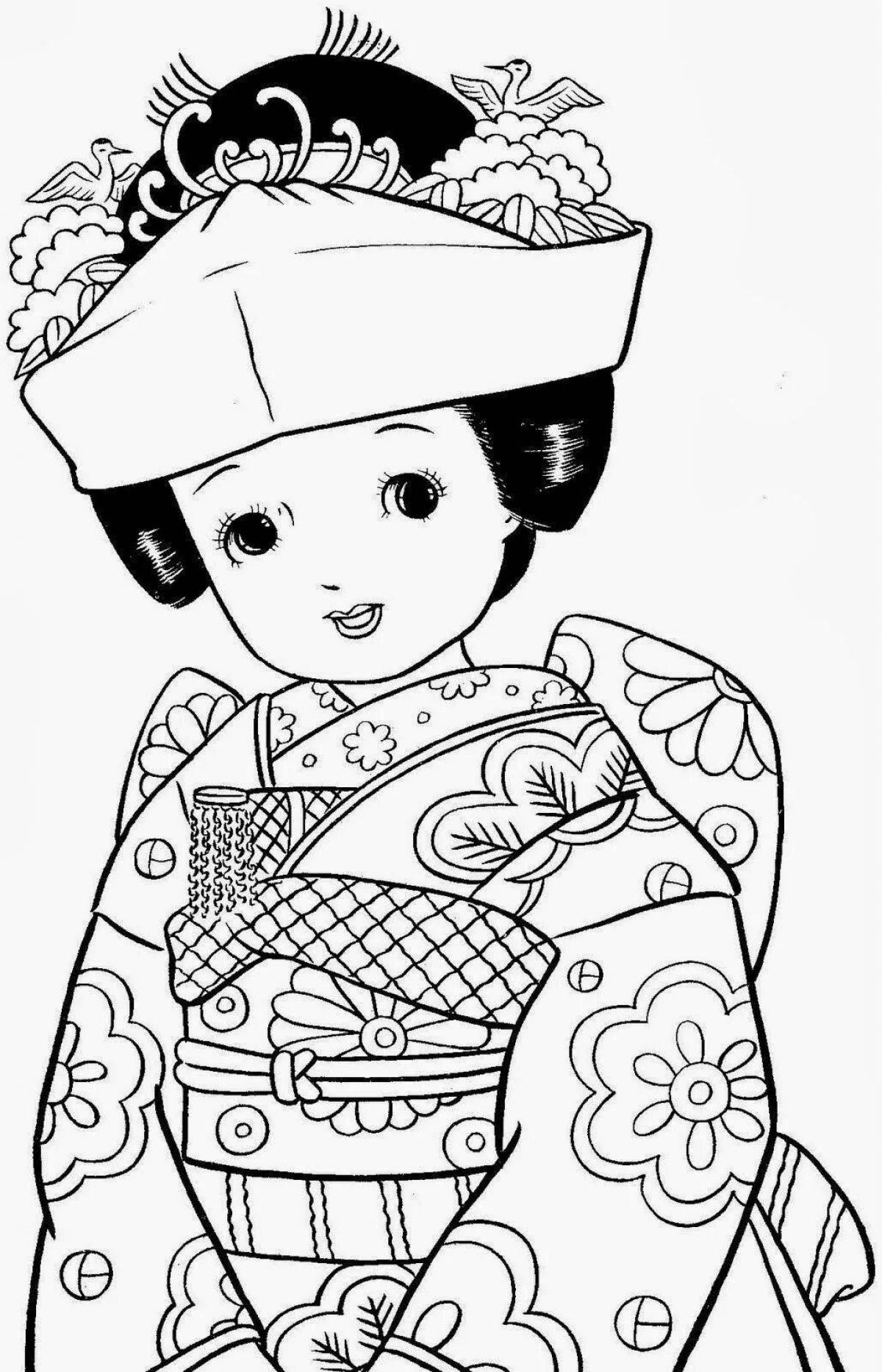 Exquisite Chinese girl coloring book