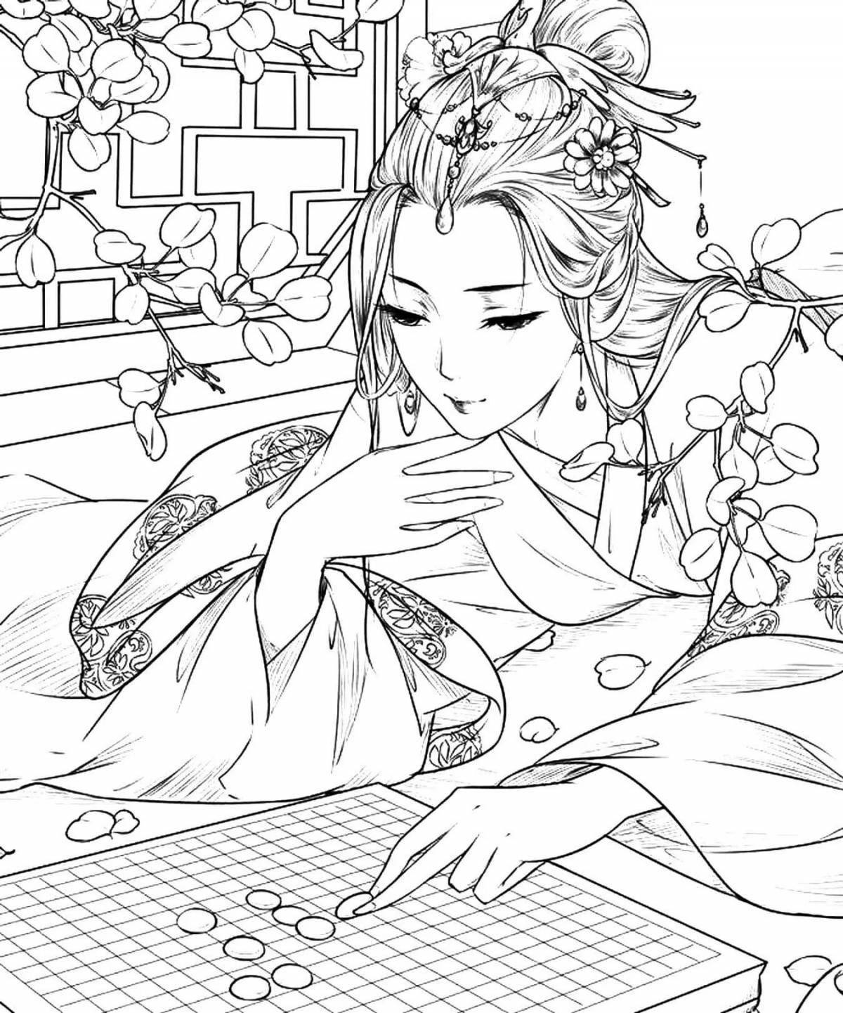 Coloring exotic chinese woman