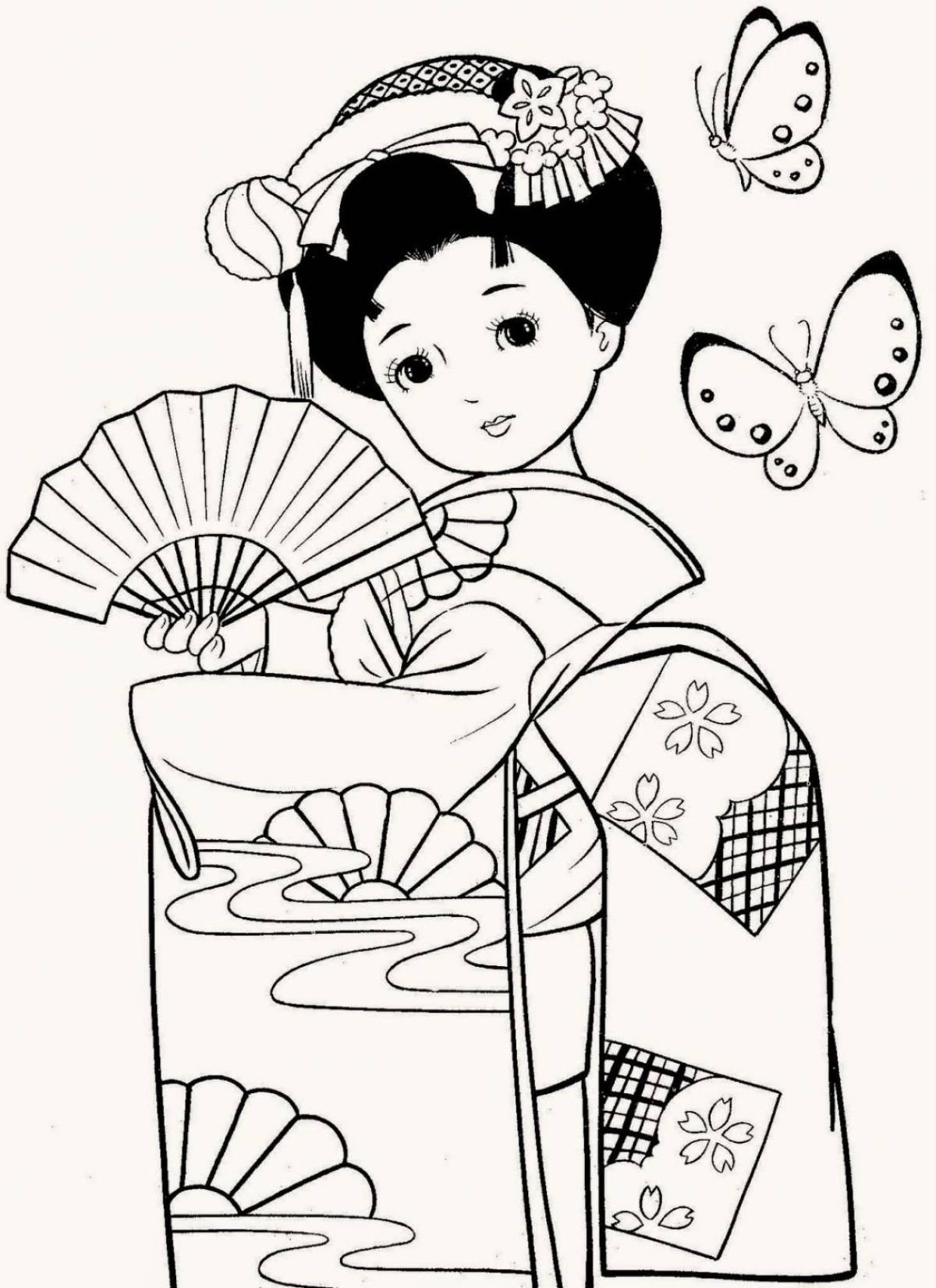 Sublime Chinese woman coloring page