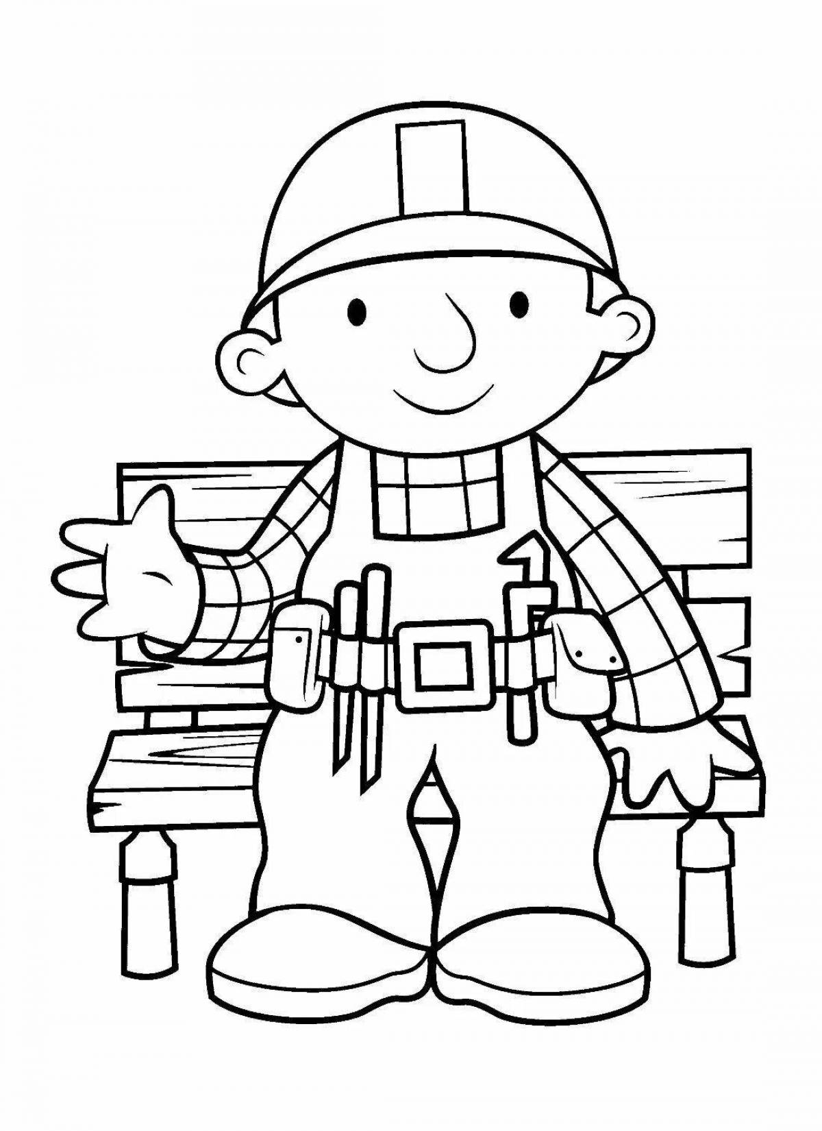 Coloring book fascinating construction professions