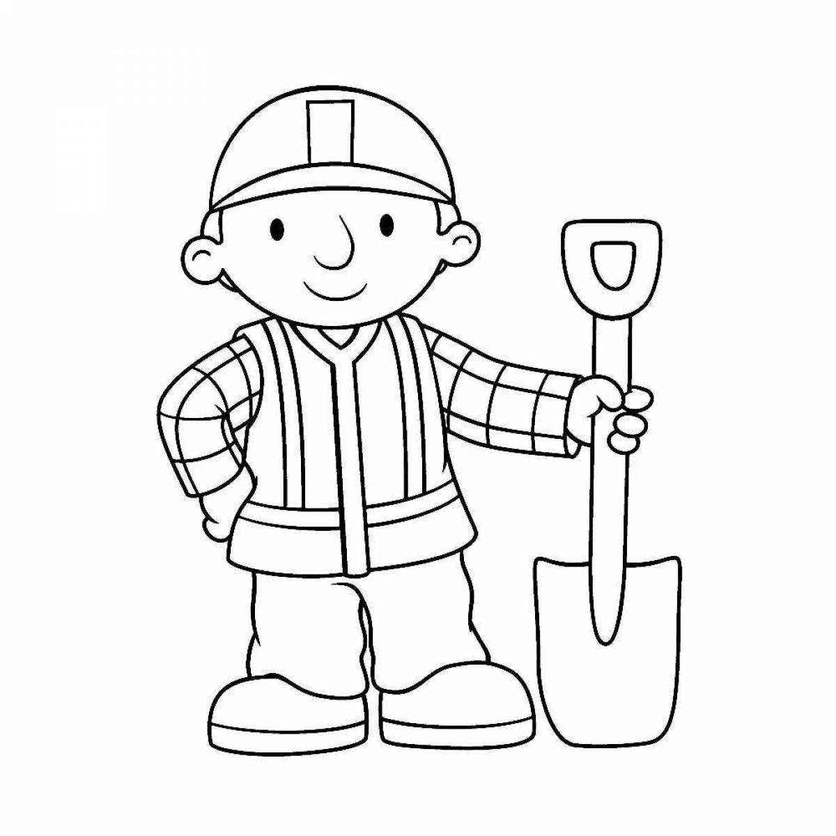 Coloring live construction professions