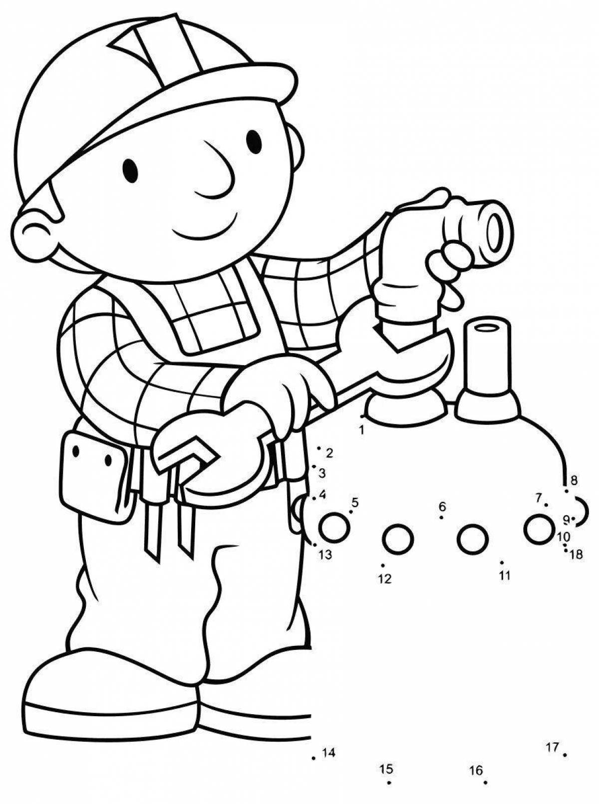 Coloring book funny building professions