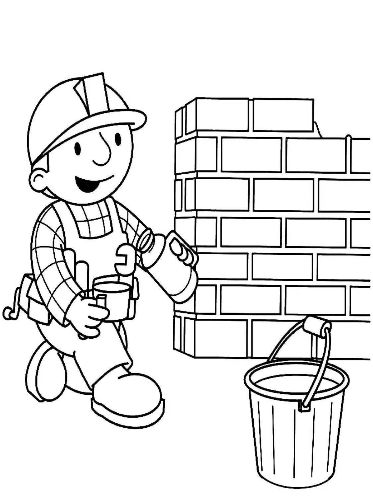 Coloring book attracting construction professions