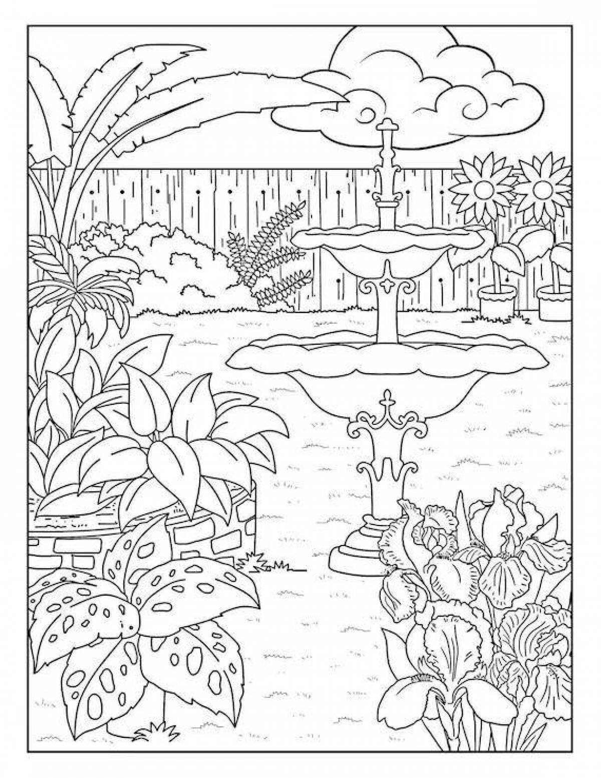 Colorful garden time coloring book