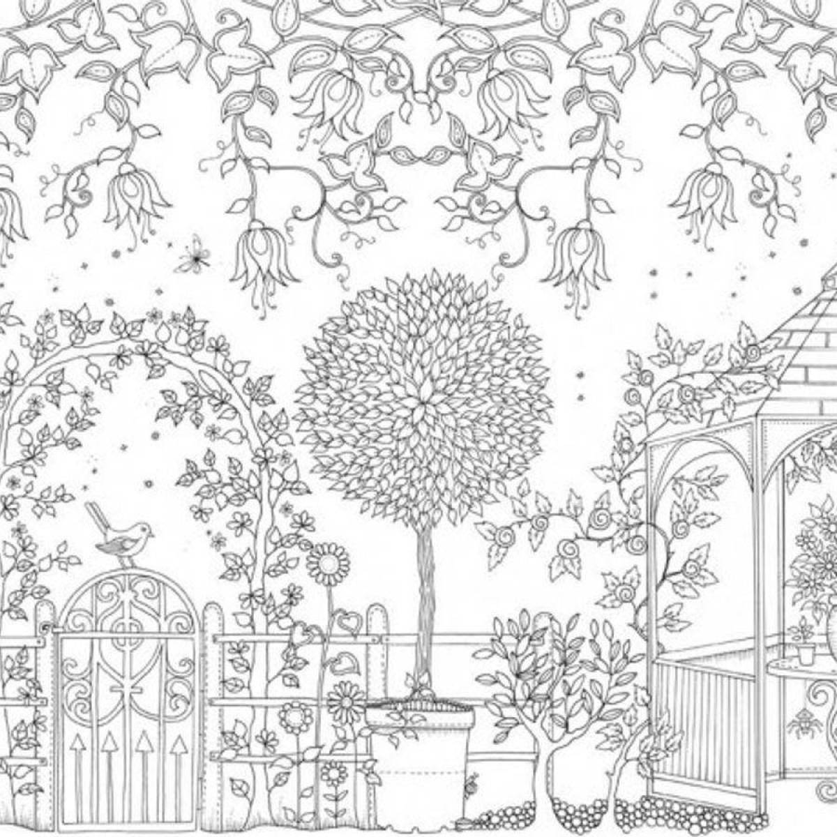 Coloring page blissful garden of time