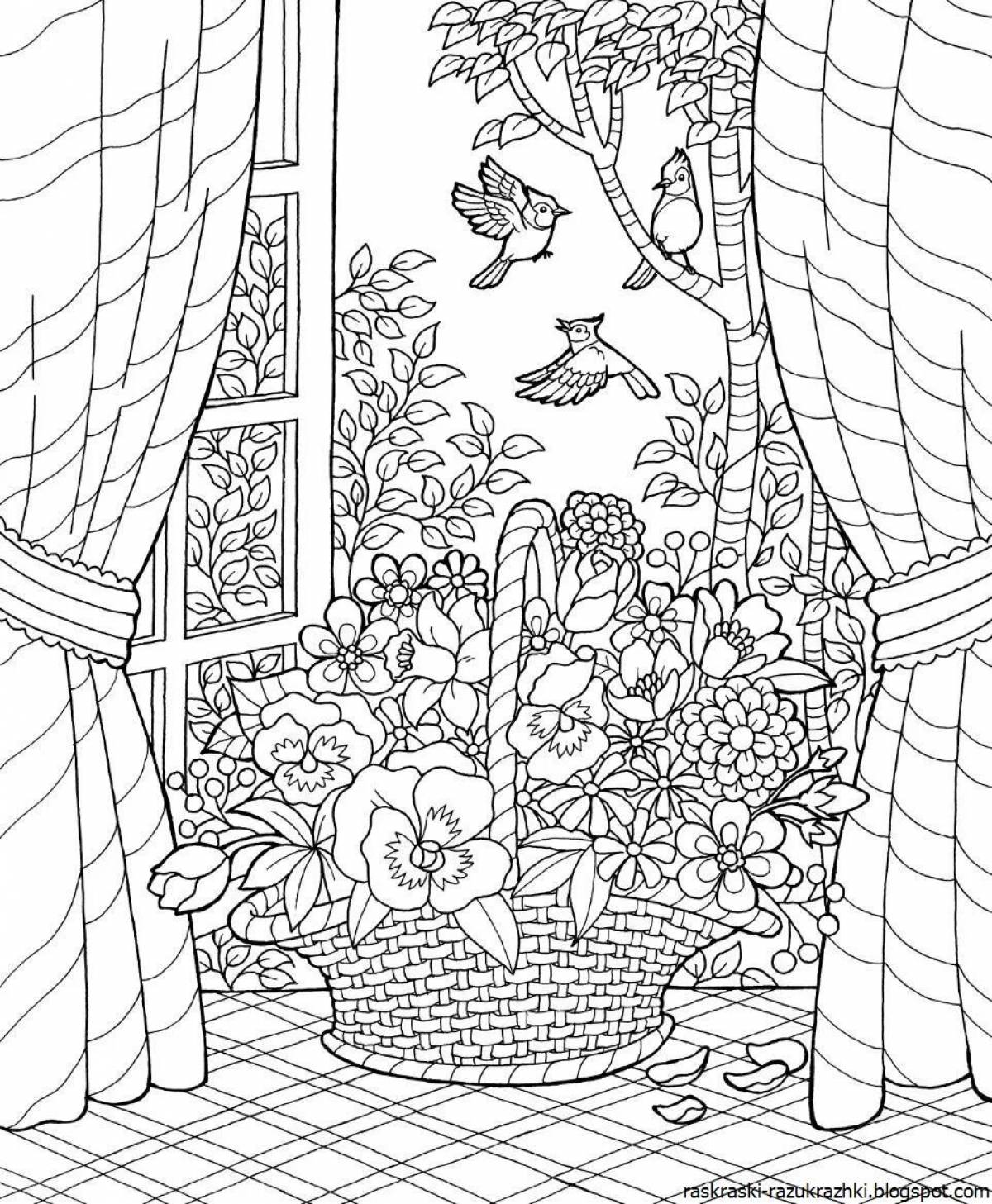 Coloring book inviting garden of time