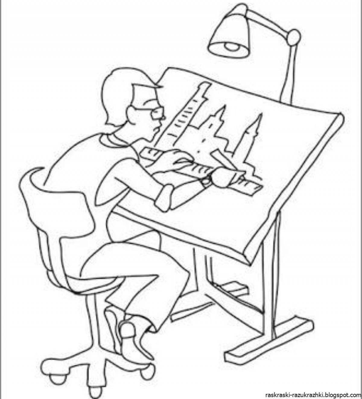 Colorful engineer coloring page