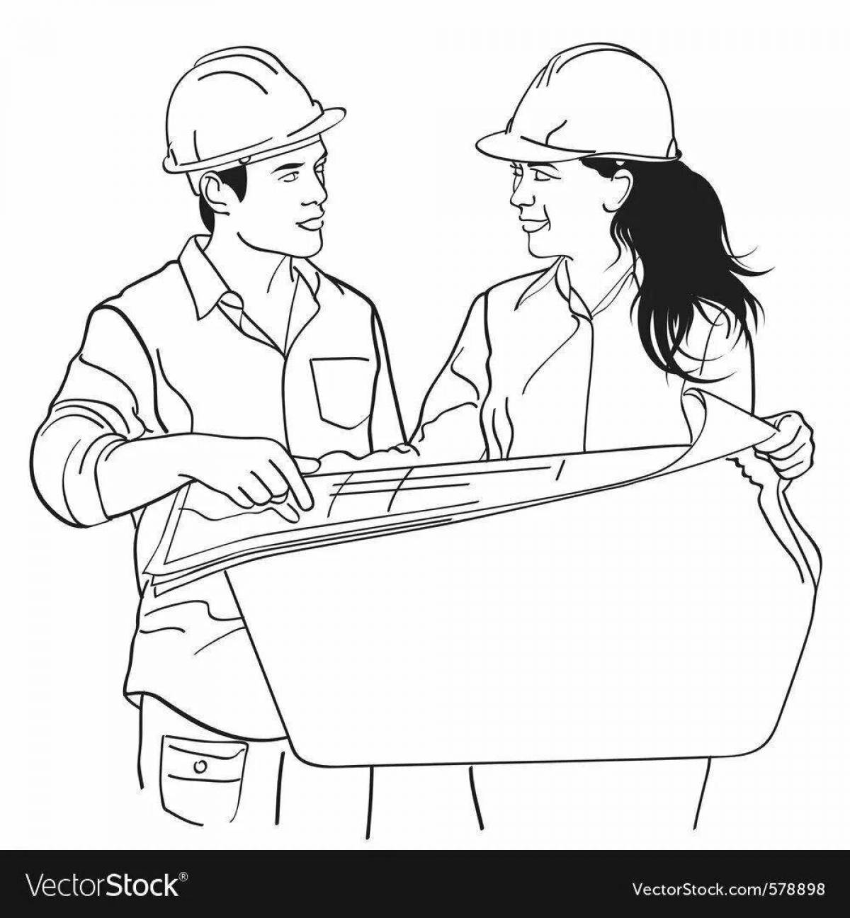 Experienced engineer coloring page