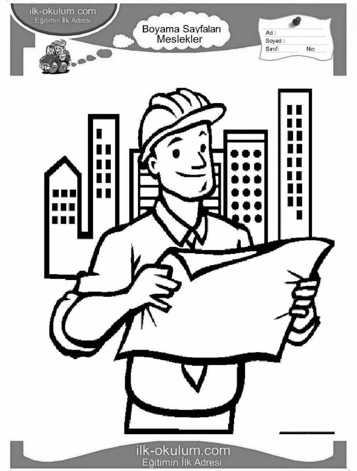 Coloring page motivated engineer