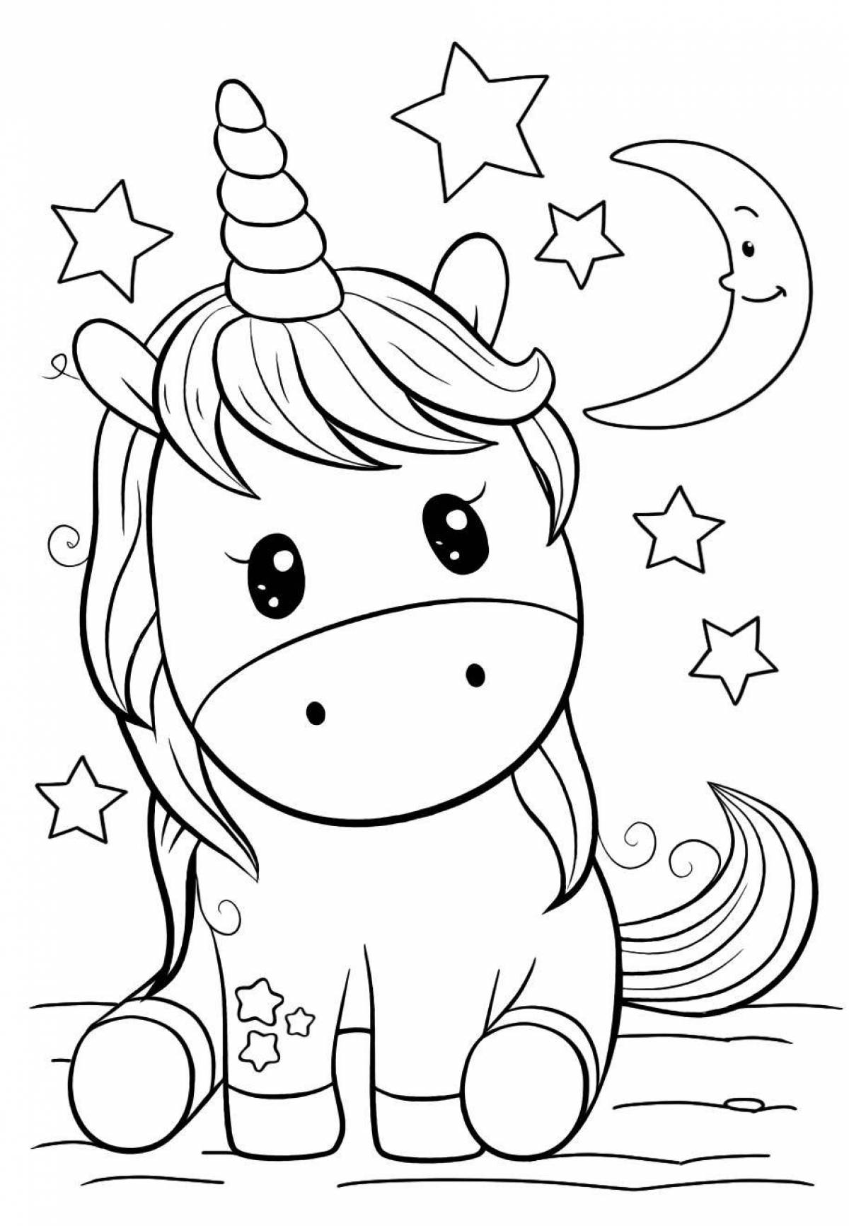 Colorful coloring unicorn cartoon