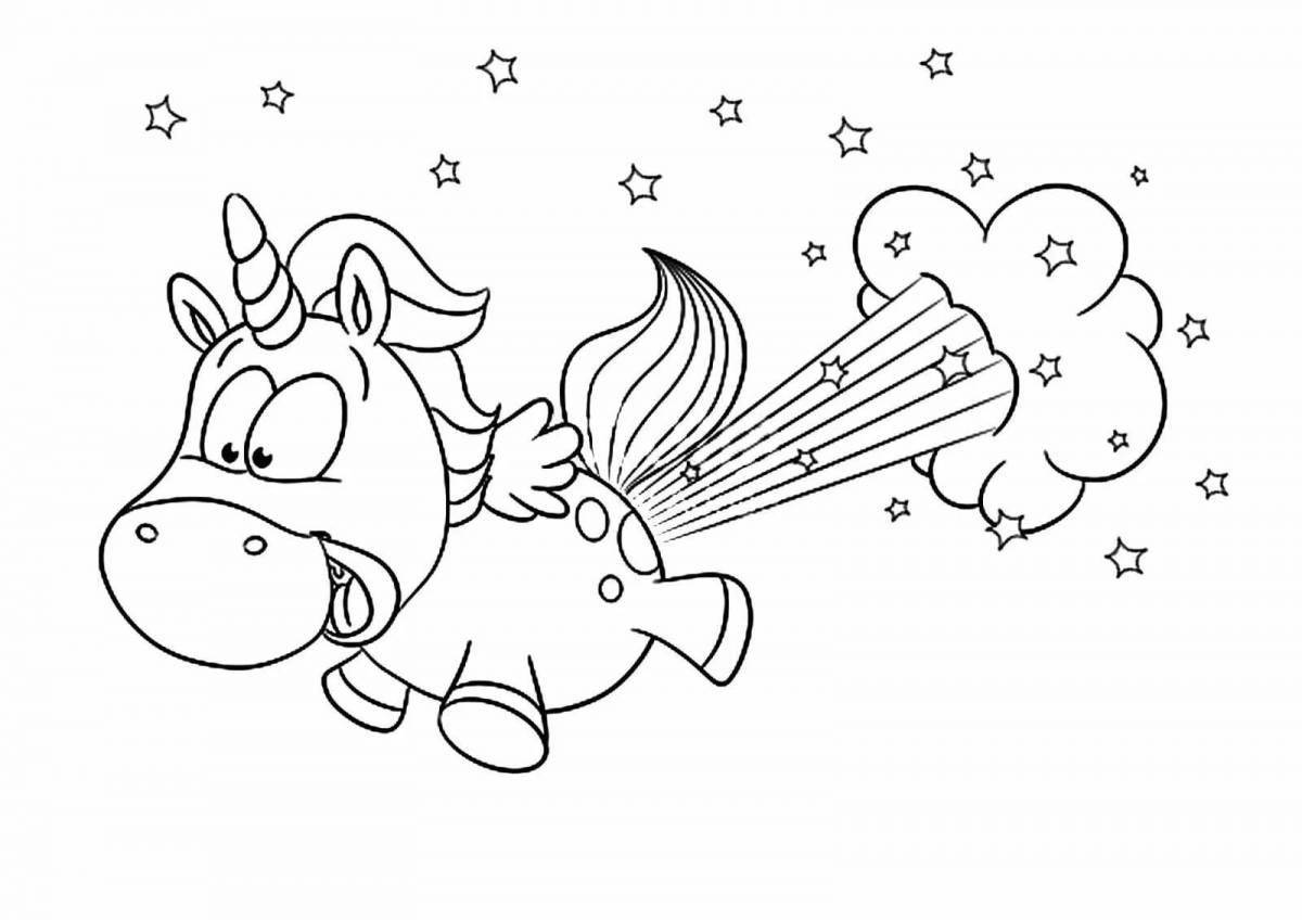 Fun coloring unicorn cartoon