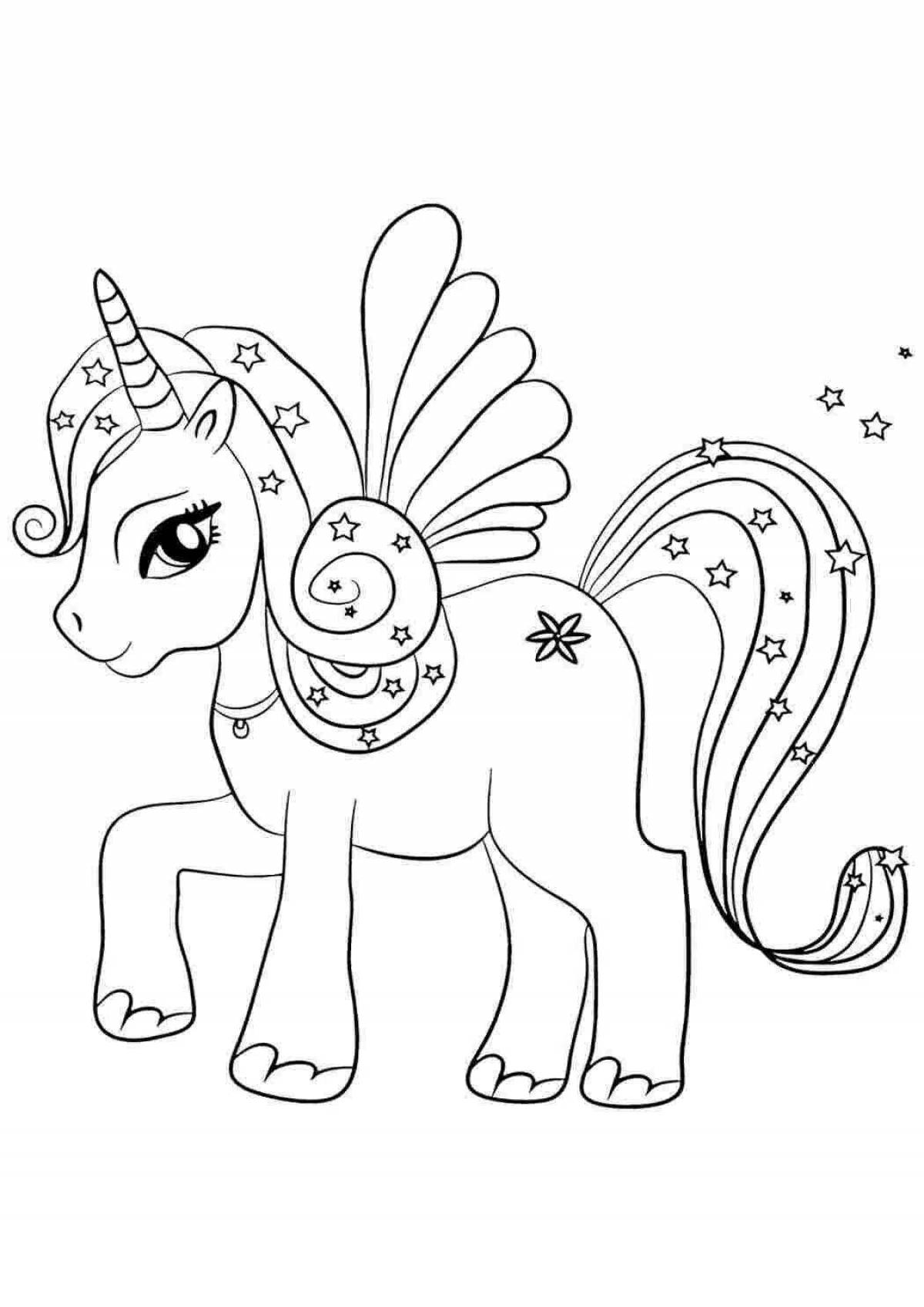 Glitzy coloring page unicorn cartoon
