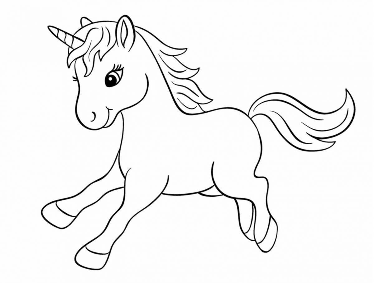 Animated coloring unicorn cartoon