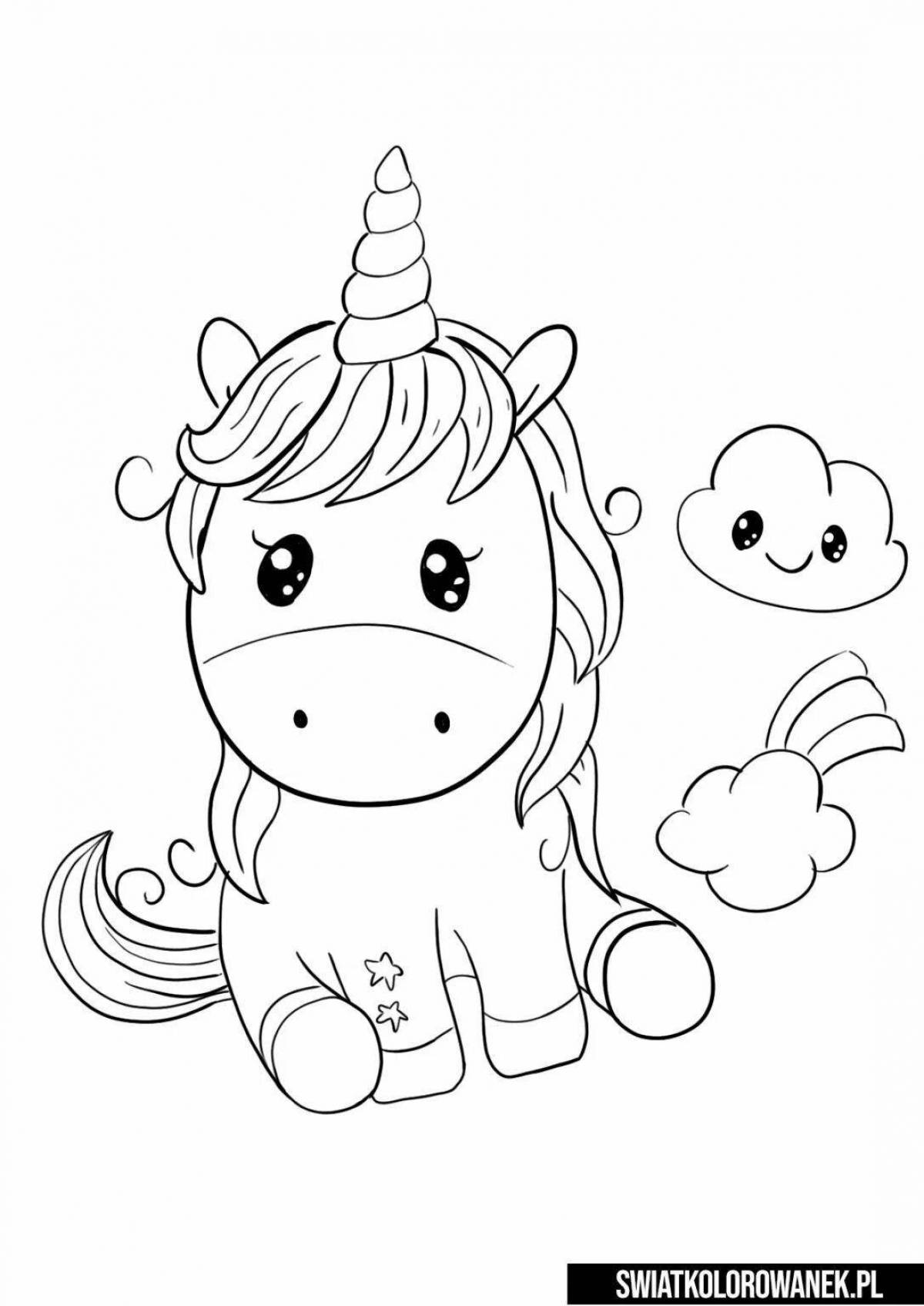 Outstanding coloring unicorn cartoon