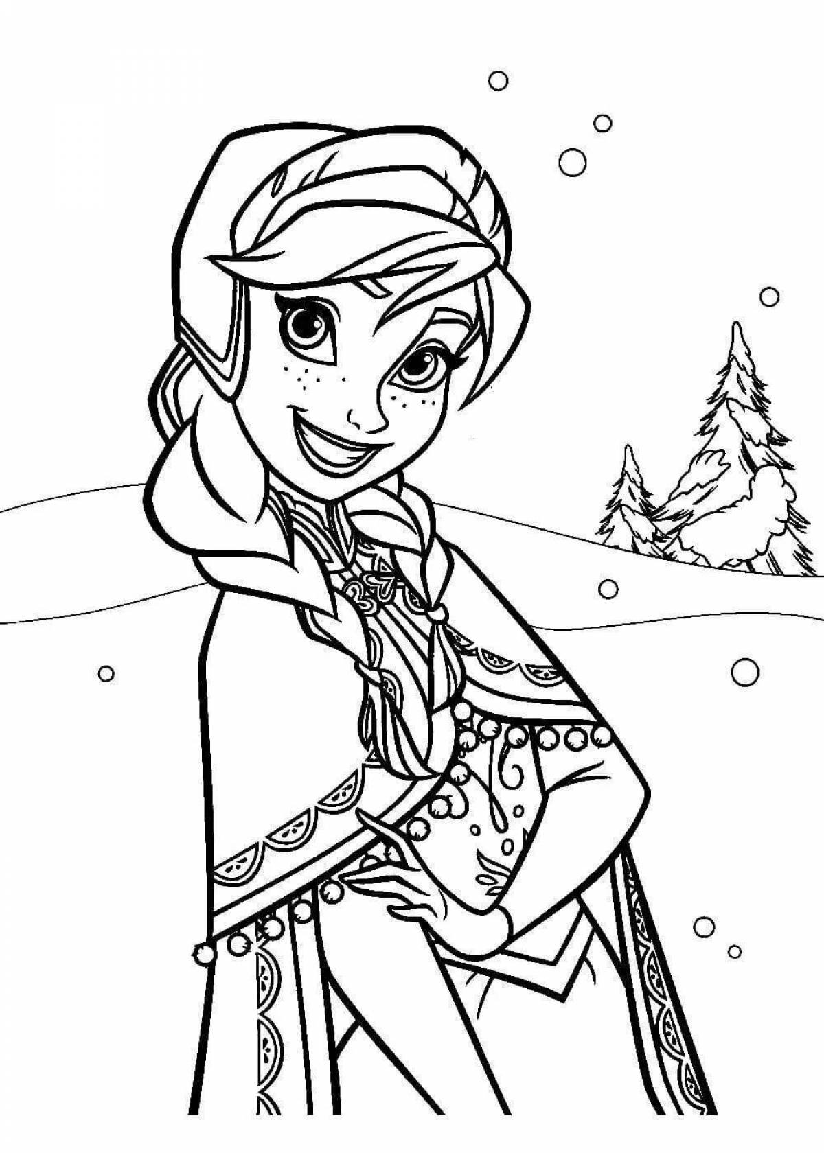 Elsa cartoon glitter coloring